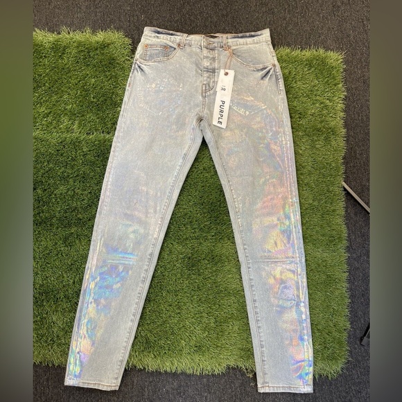 mens purple brand designer jeans brand new with box